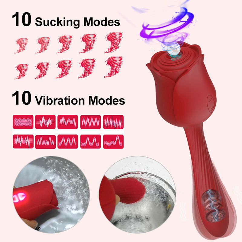 2in1 Rose Toy Sucking Clitoral Vibrator - xbelo