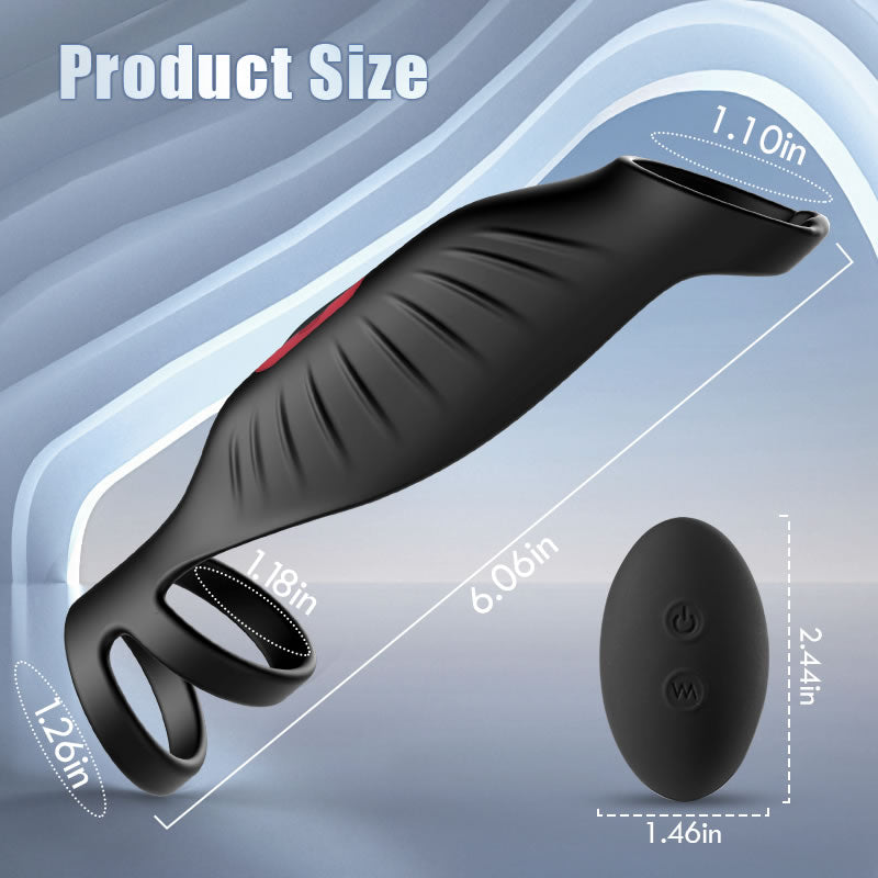 SemenSentry - 9 Vibrating Cock Ring and Penis Sleeve 2 IN 1 Male Vibrator for Couples