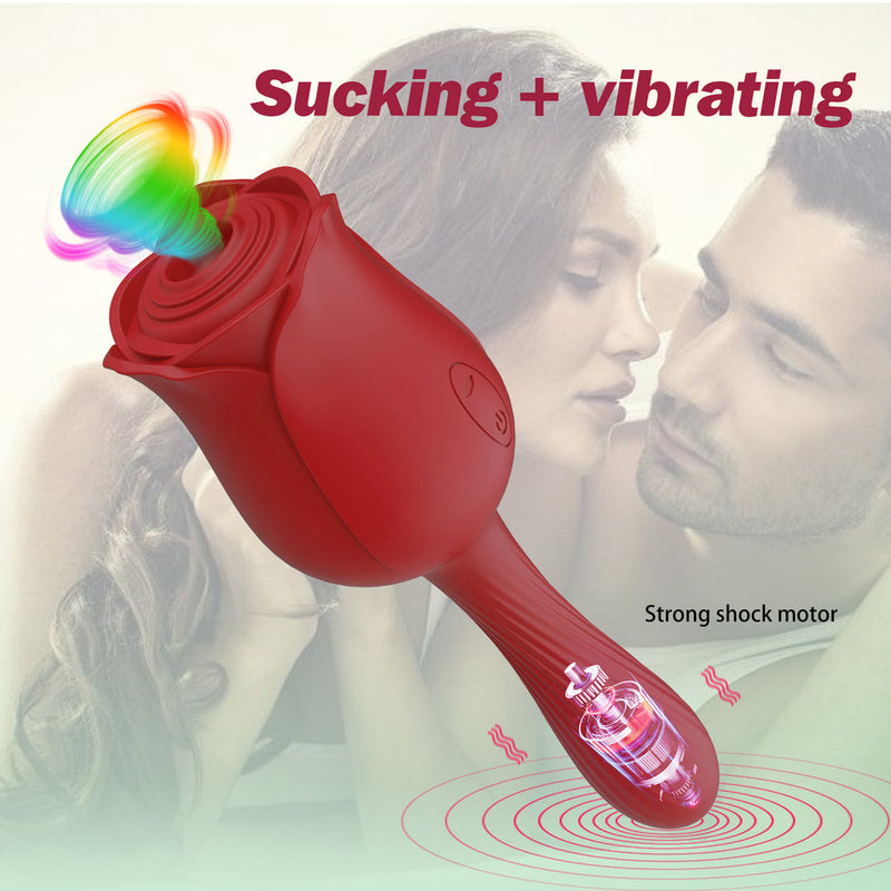 2in1 Rose Toy Sucking Clitoral Vibrator - xbelo