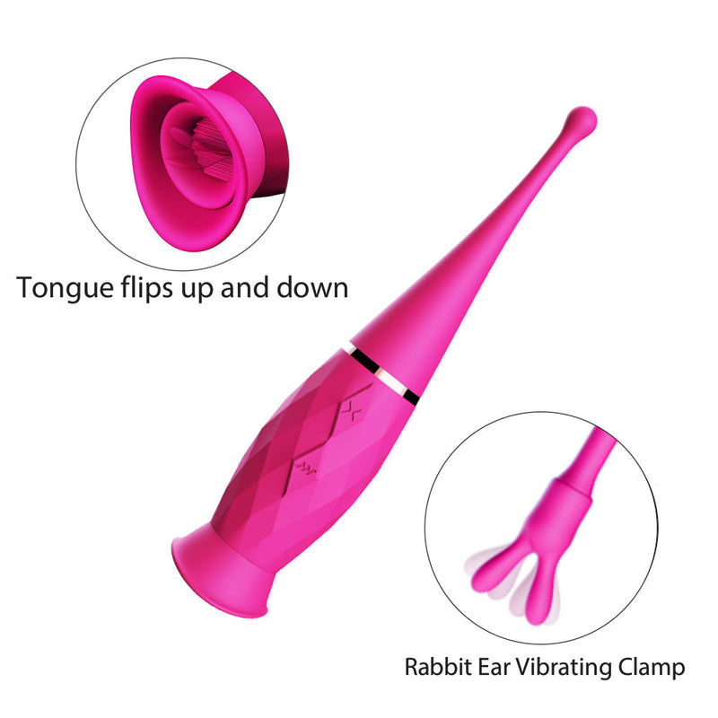 Dual Design G-Spot Mini Tongue Vibrator with Rabbit Ear - xbelo