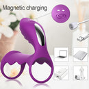 12 Vibration Modes Vibrating Penis Ring-Purple - xbelo