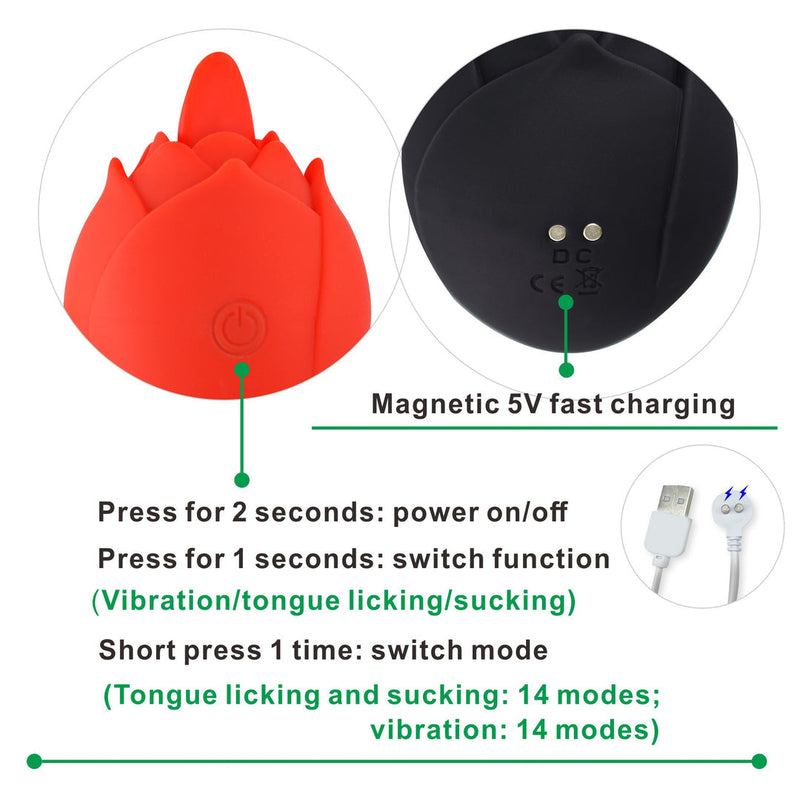 Rose Wireless Remote Control Tongue & Sucking Vibrator - xbelo