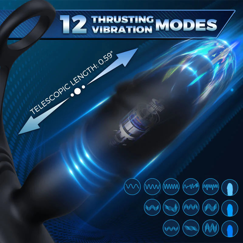 XBELO 3 -Thrusting & 12 -Vibrating Cock Rings Prostate Massager - xbelo