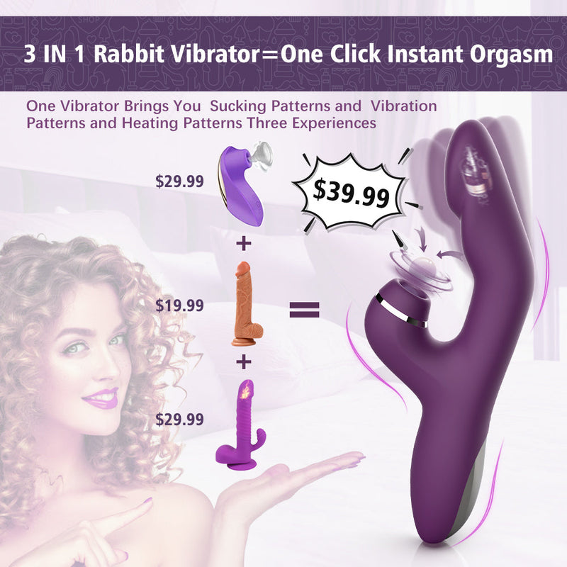 3 in 1 bunny vibrator 5 sucking with heating function - xbelo