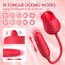 The Rose Toy Tongue Vibrator With Thrusting Dildo - xbelo