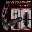 Alston Low Noise 10 Thrusting & Vibrating Double Cock Rings Silicone Prostate Massager