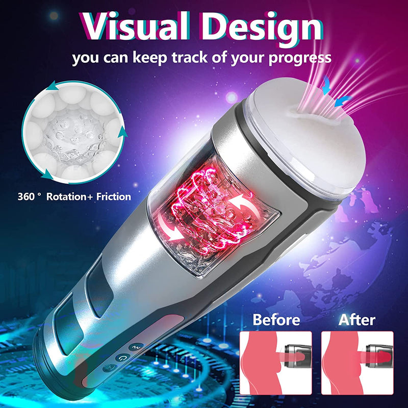 Automatic Masturbation Cup with Led Display Screen 10 Thrusts Rotations - xbelo