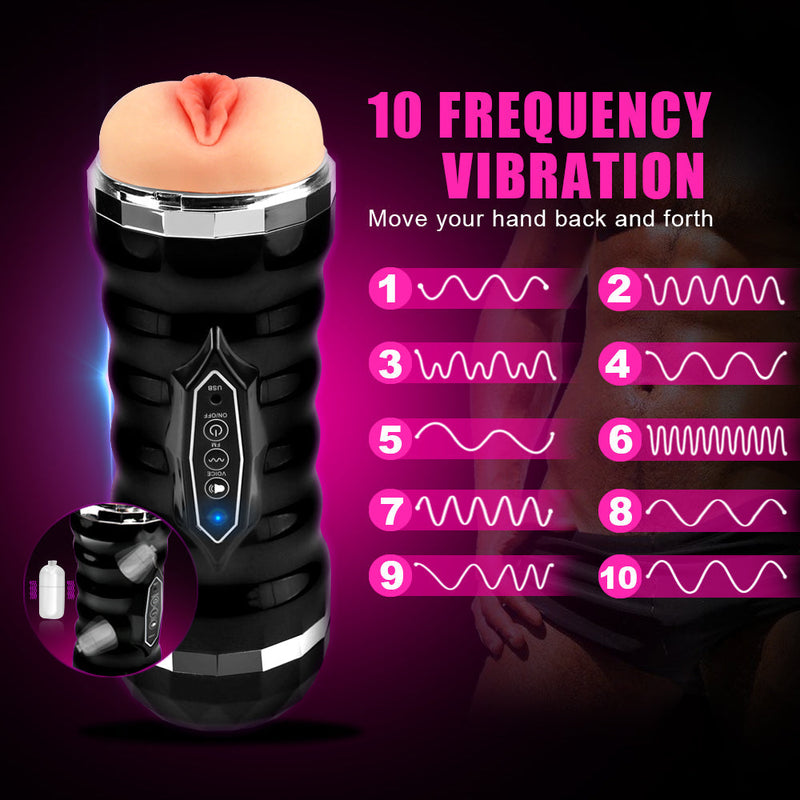 2 IN 1 Auto Dual Head Vibration Oral Masturbator - xbelo