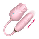 Pink The Rose Toy Tongue Vibrator With Thrusting Dildo - xbelo