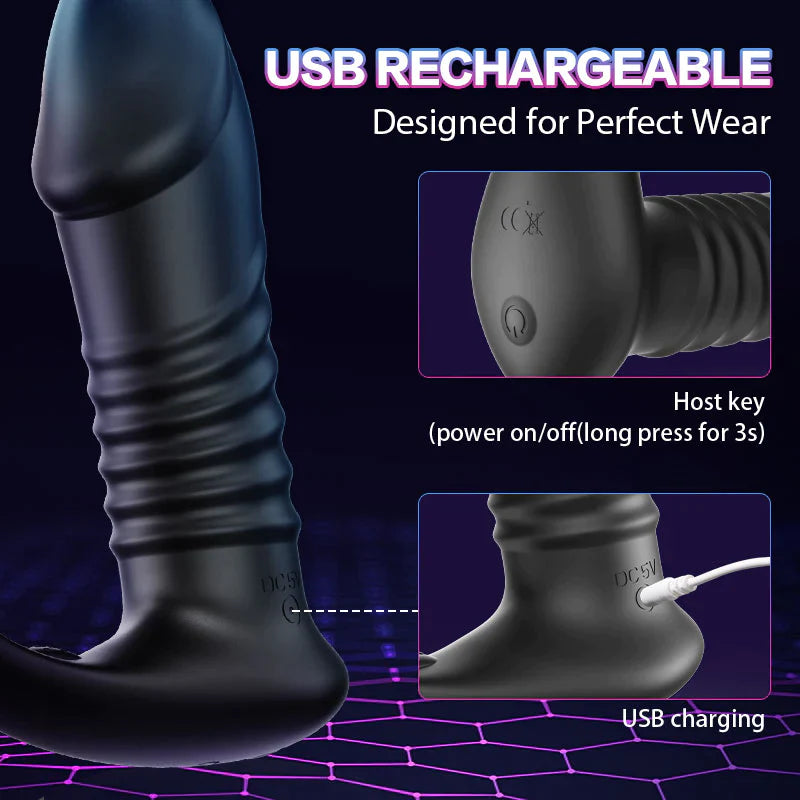 Moore - 10 Thrilling Vibration 3 Thrusting Silicone Remote Control Cock Ring Anal Vibrator - xbelo