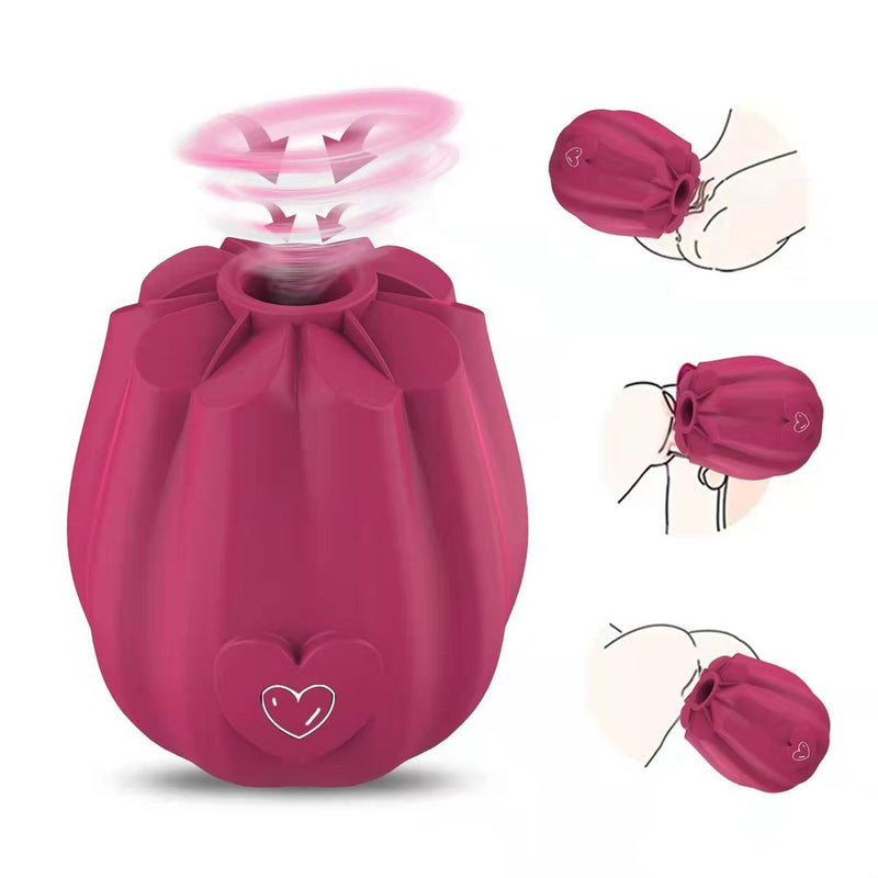 Rose Sucking Vibrator With Heart Shaped Button - xbelo