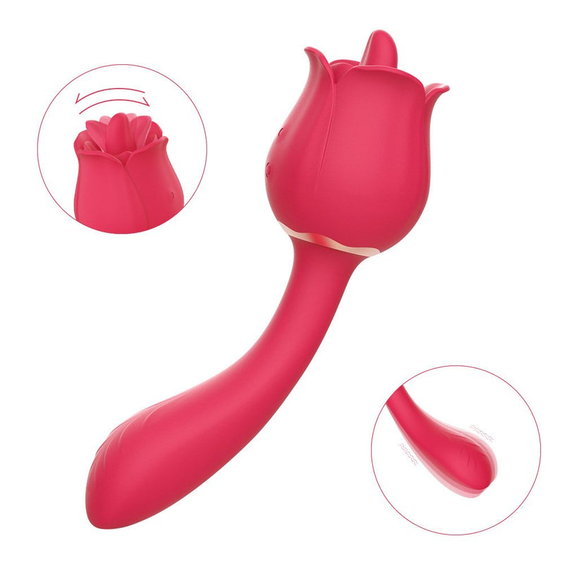 Rose Tongue Vibrator With Handle - xbelo
