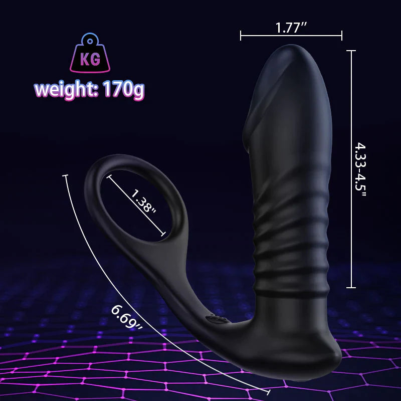 Moore - 10 Thrilling Vibration 3 Thrusting Silicone Remote Control Cock Ring Anal Vibrator - xbelo