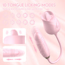Pink The Rose Toy Tongue Vibrator With Thrusting Dildo - xbelo