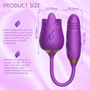 Purple The Rose Toy Tongue Vibrator With Thrusting Dildo - xbelo