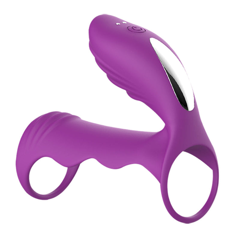 12 Vibration Modes Vibrating Penis Ring-Purple - xbelo