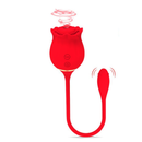 2 in 1 Long Rose Sucking Vibrator Red - xbelo