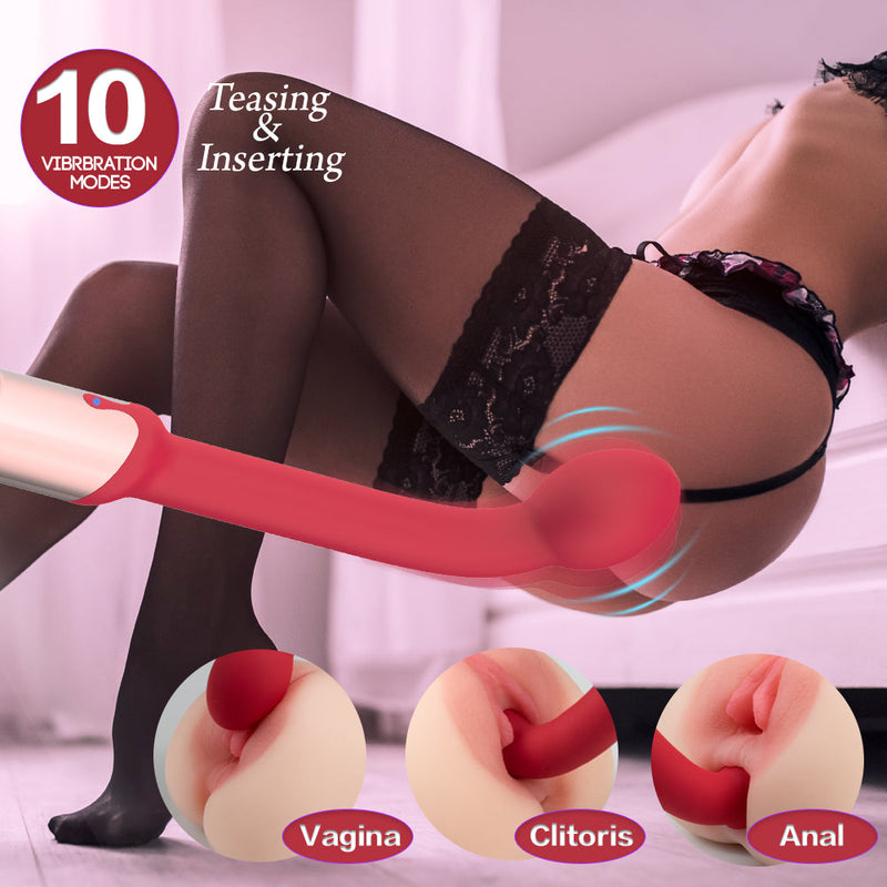 10 Powerful Vibration G-Spot Vibrat Massager with LED Light in Pink Red - xbelo
