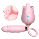 Pink The Rose Toy Tongue Vibrator With Thrusting Dildo - xbelo