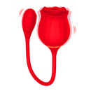 2 in 1 Long Rose Sucking Vibrator Red - xbelo