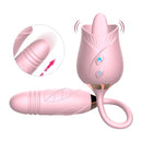 Pink The Rose Toy Tongue Vibrator With Thrusting Dildo - xbelo