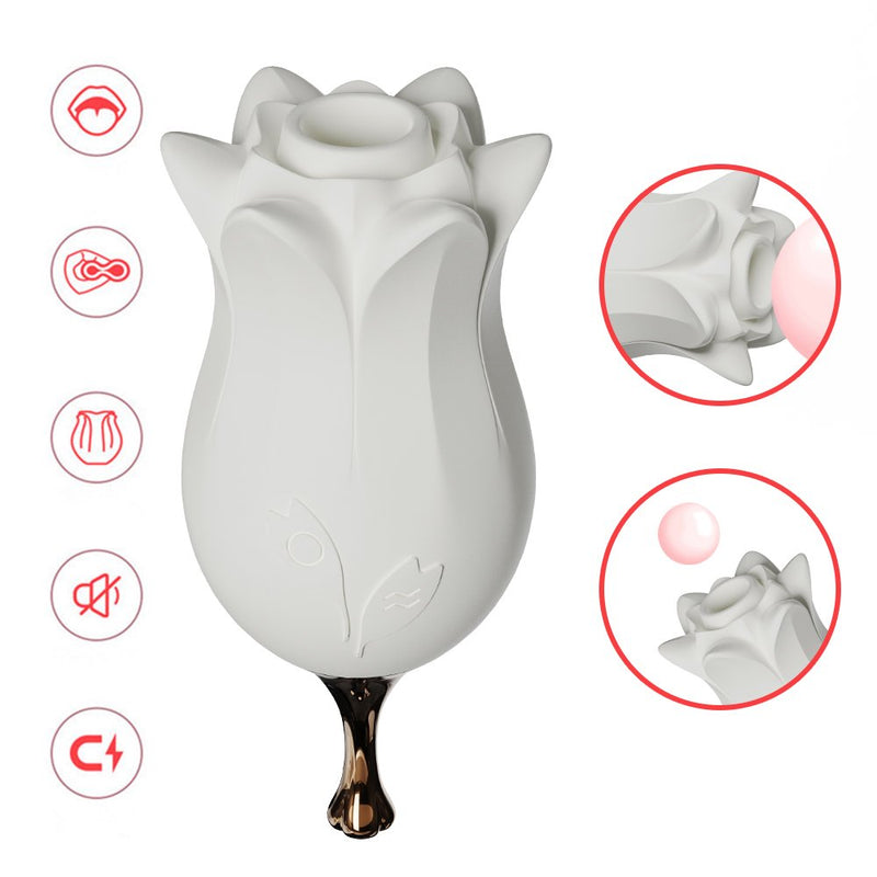 Rose G-Spot Stimulator With 4 Frequency & 4 Sucking Modes - xbelo