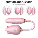 Pink The Rose Toy Tongue Vibrator With Thrusting Dildo - xbelo
